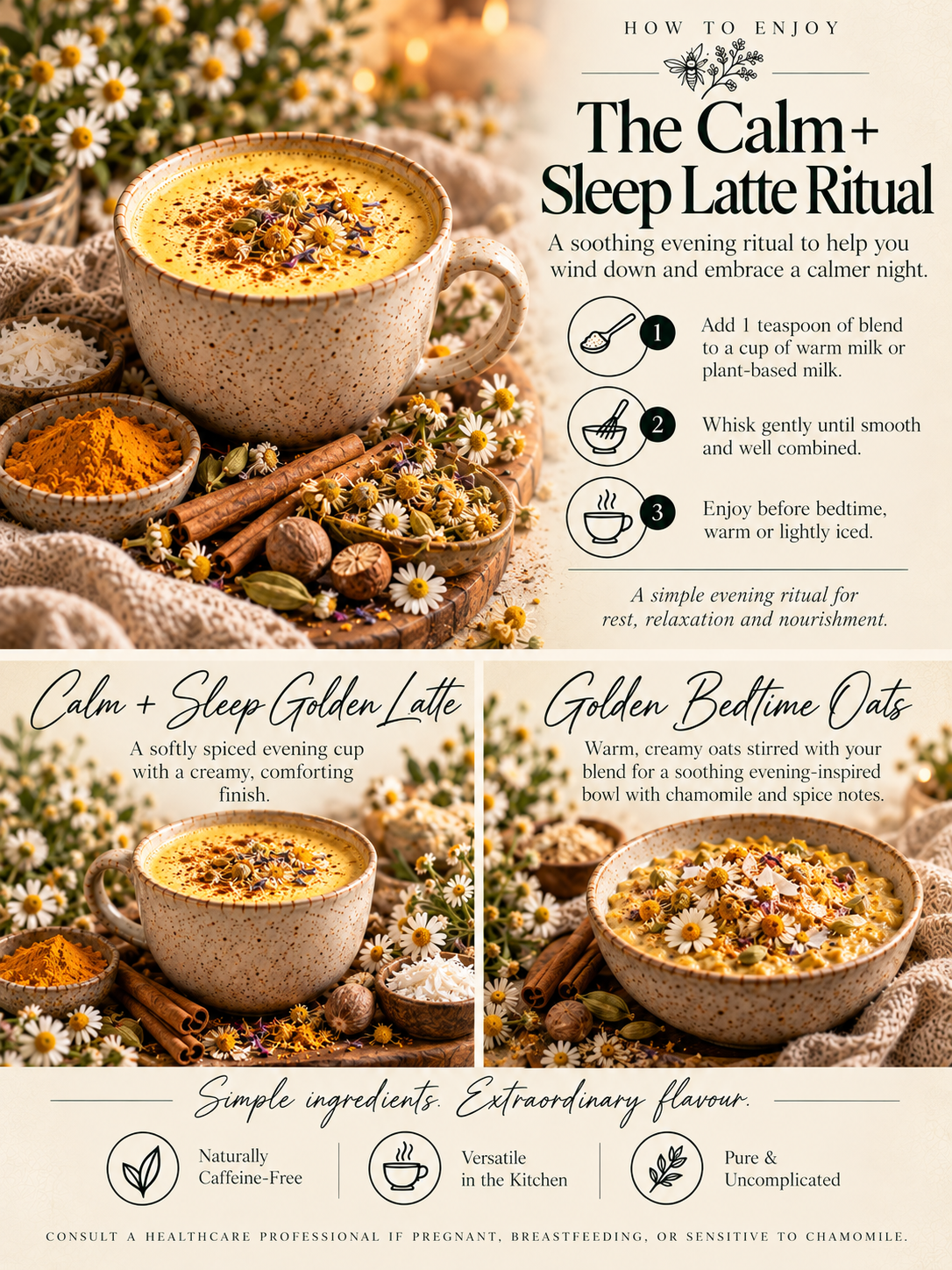 Calm Sleep Golden Latte recipes.