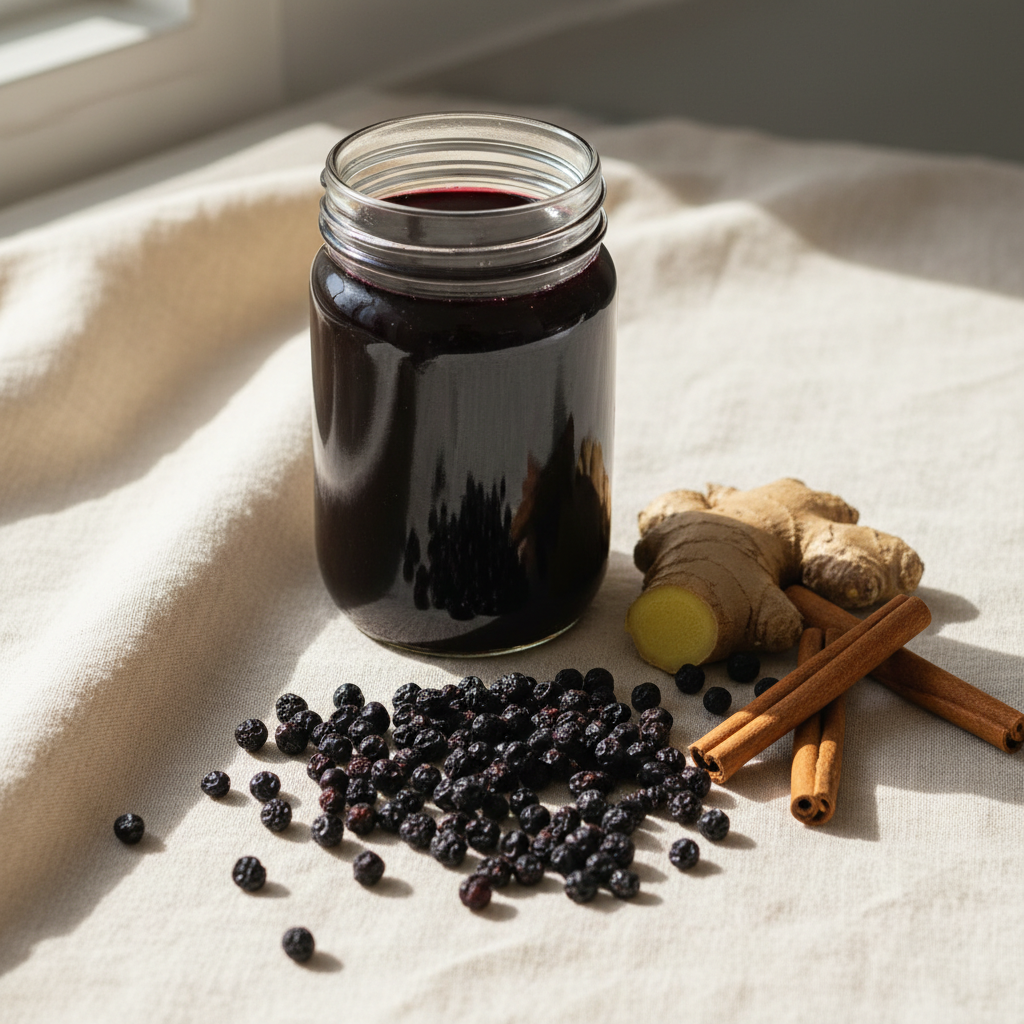 Elderberry, Ginger & Cinnamon Syrup