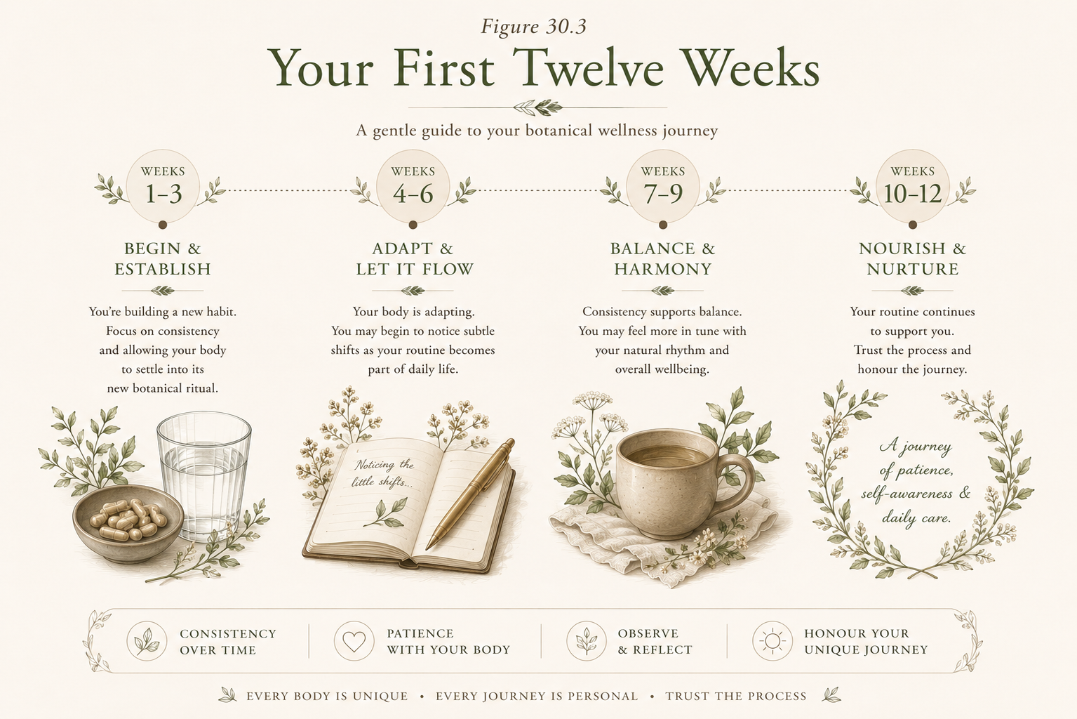 Your First Twelve Weeks botanical wellness timeline