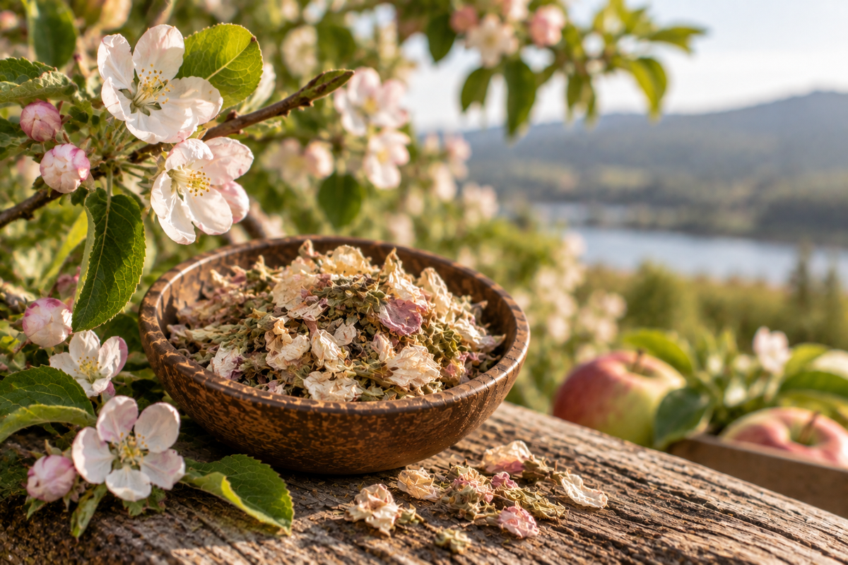Delicate apple blossoms on an orchard branch