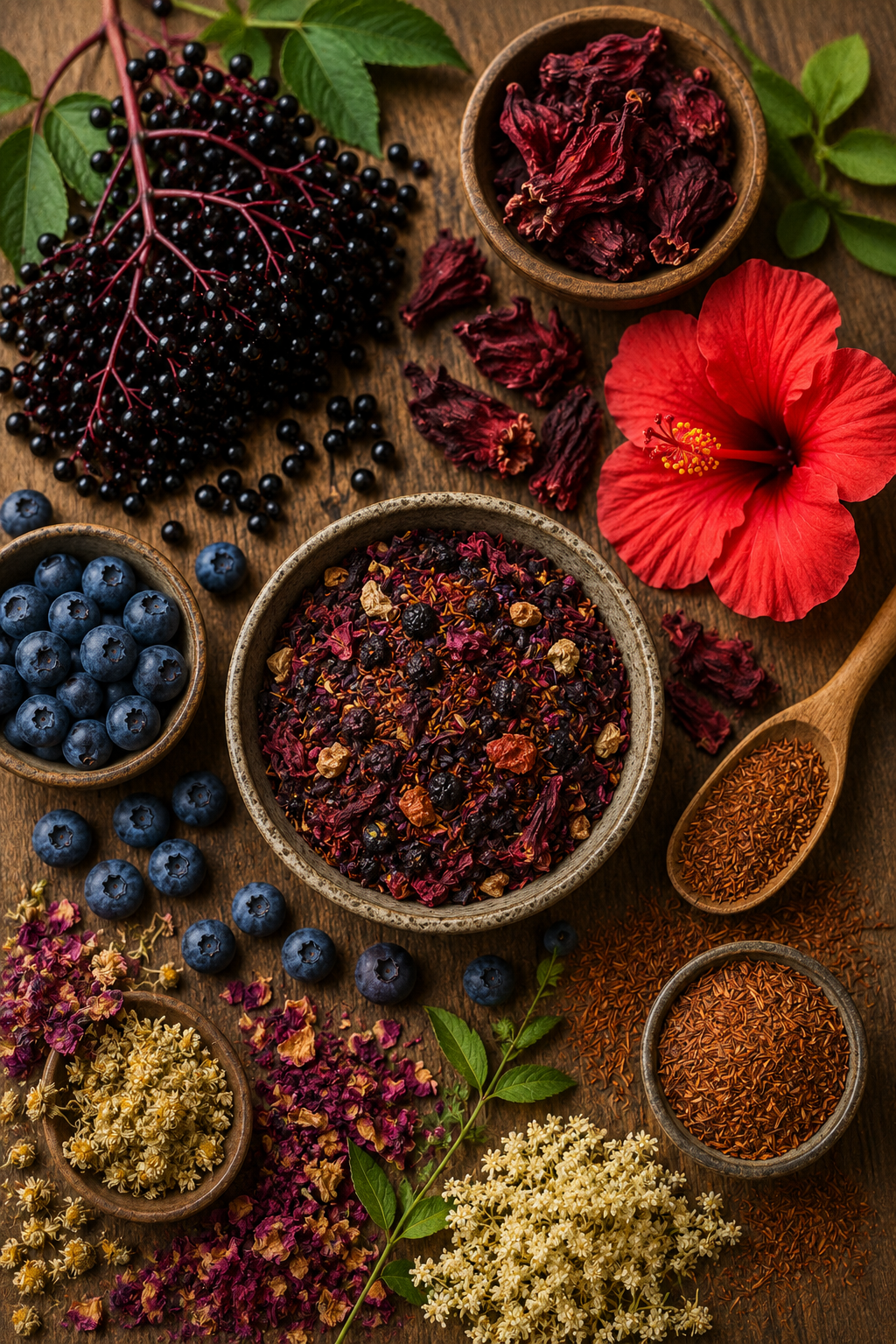Botanical ingredients for Blossom & Bloom tea blend