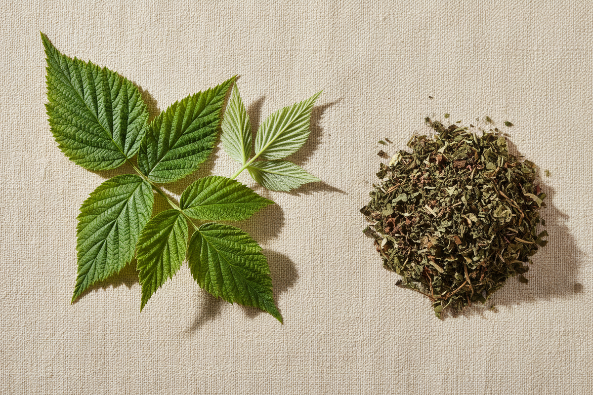 Raspberry leaf botanical illustration