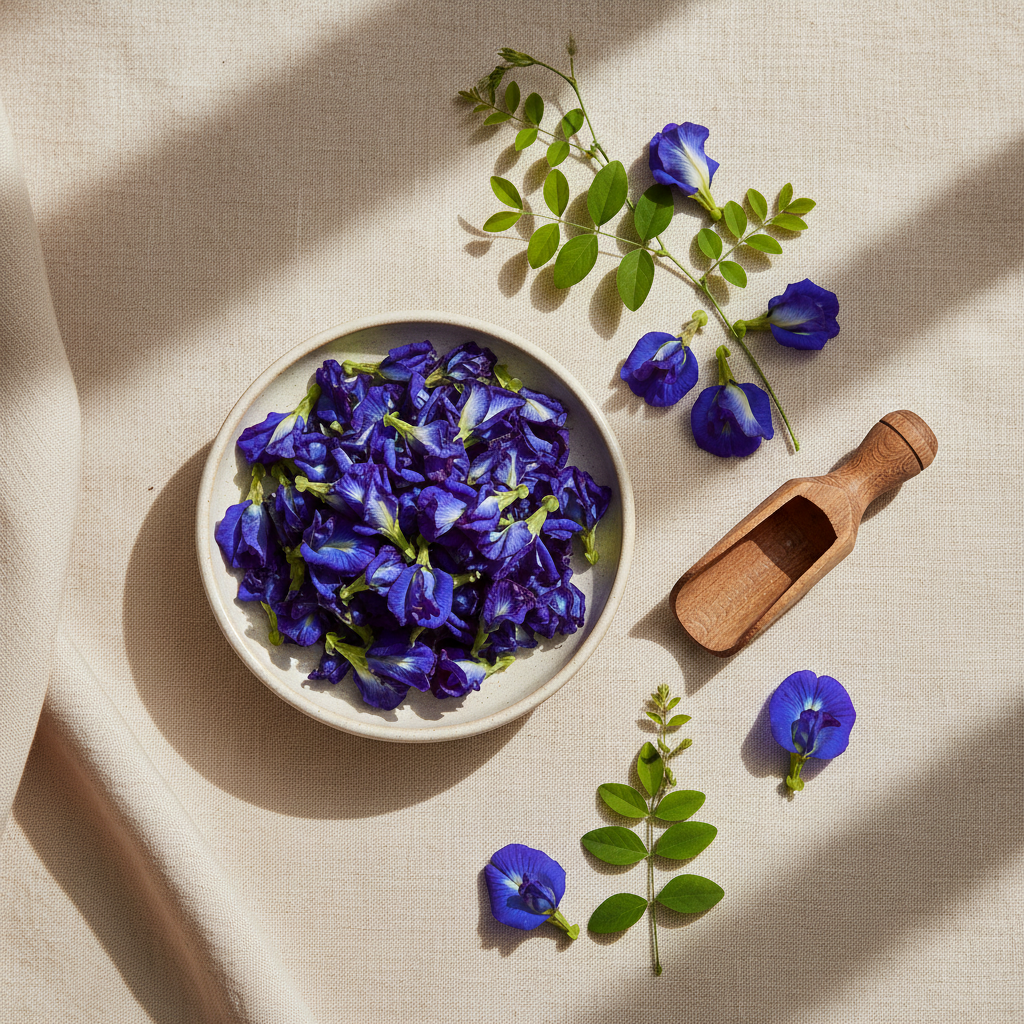 Blue Butterfly Pea Flower botanical illustration