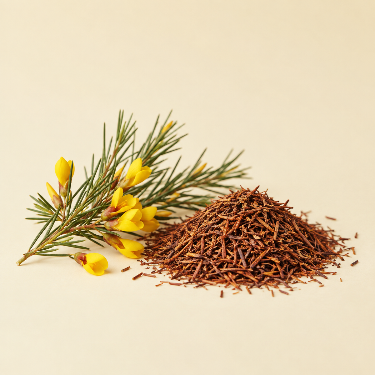 Dried rooibos leaves and stems