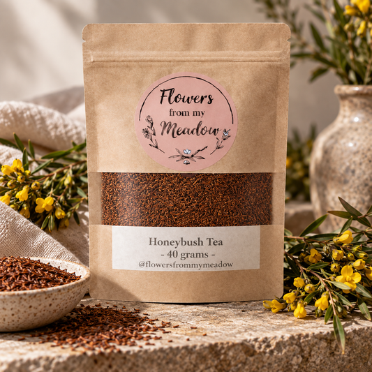 Flowers from my Meadow Honeybush Tea 40 g with loose honeybush and yellow flowers