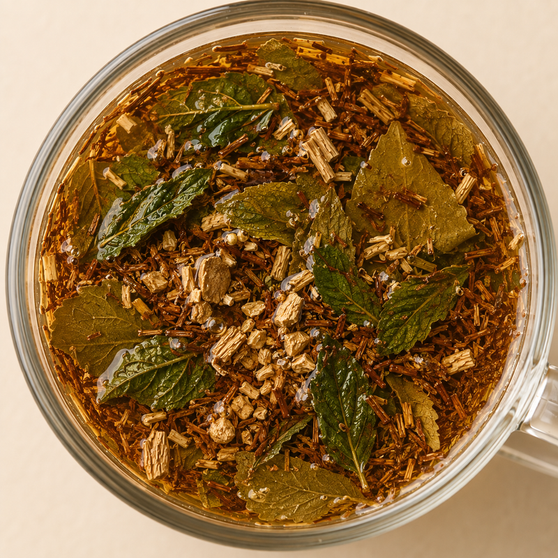 Herbal tea steeping and developing colour