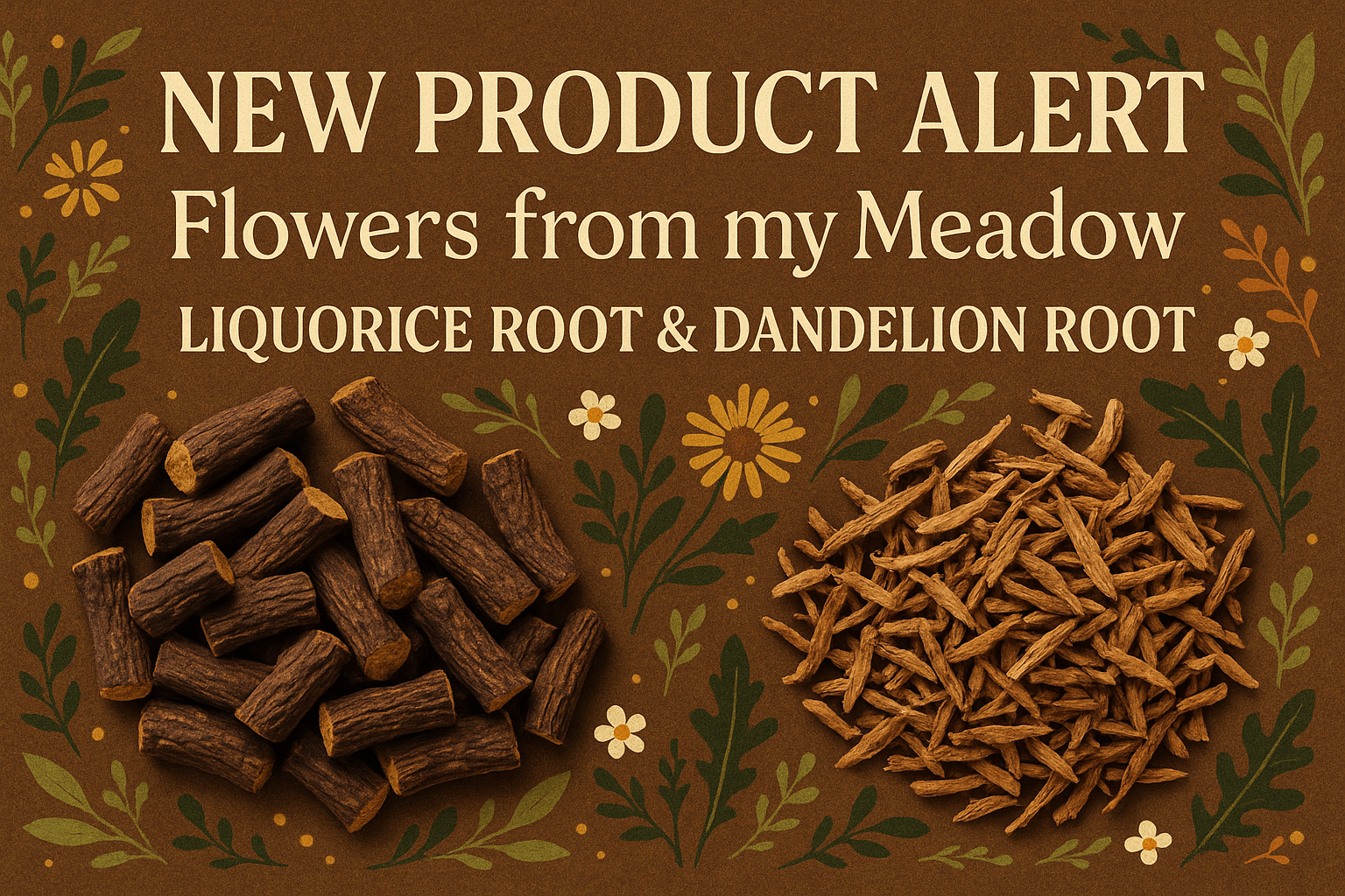 New product alert banner with liquirice root and dandelion root