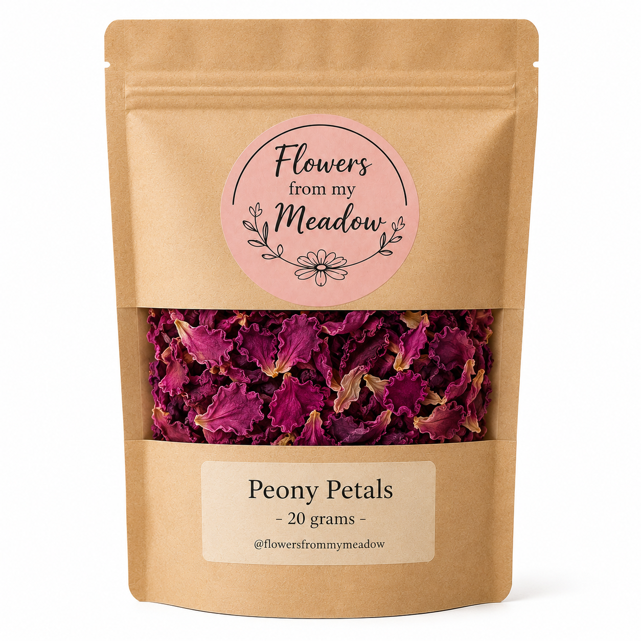Peony Petals 20g in Flowers from my Meadow kraft pouch