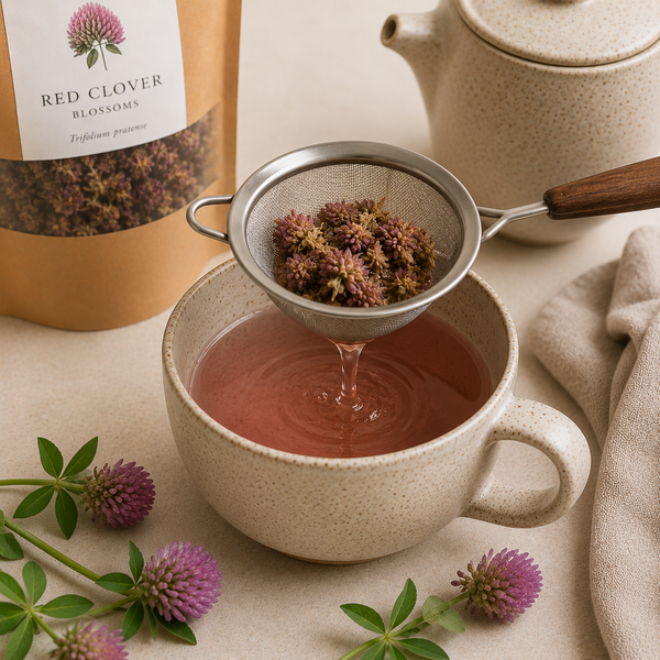 Straining white willow bark tea