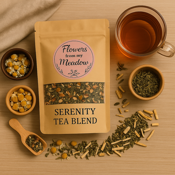 Serenity Blend – Calming Herbal Tea with Ashwagandha, Skullcap & Chamomile