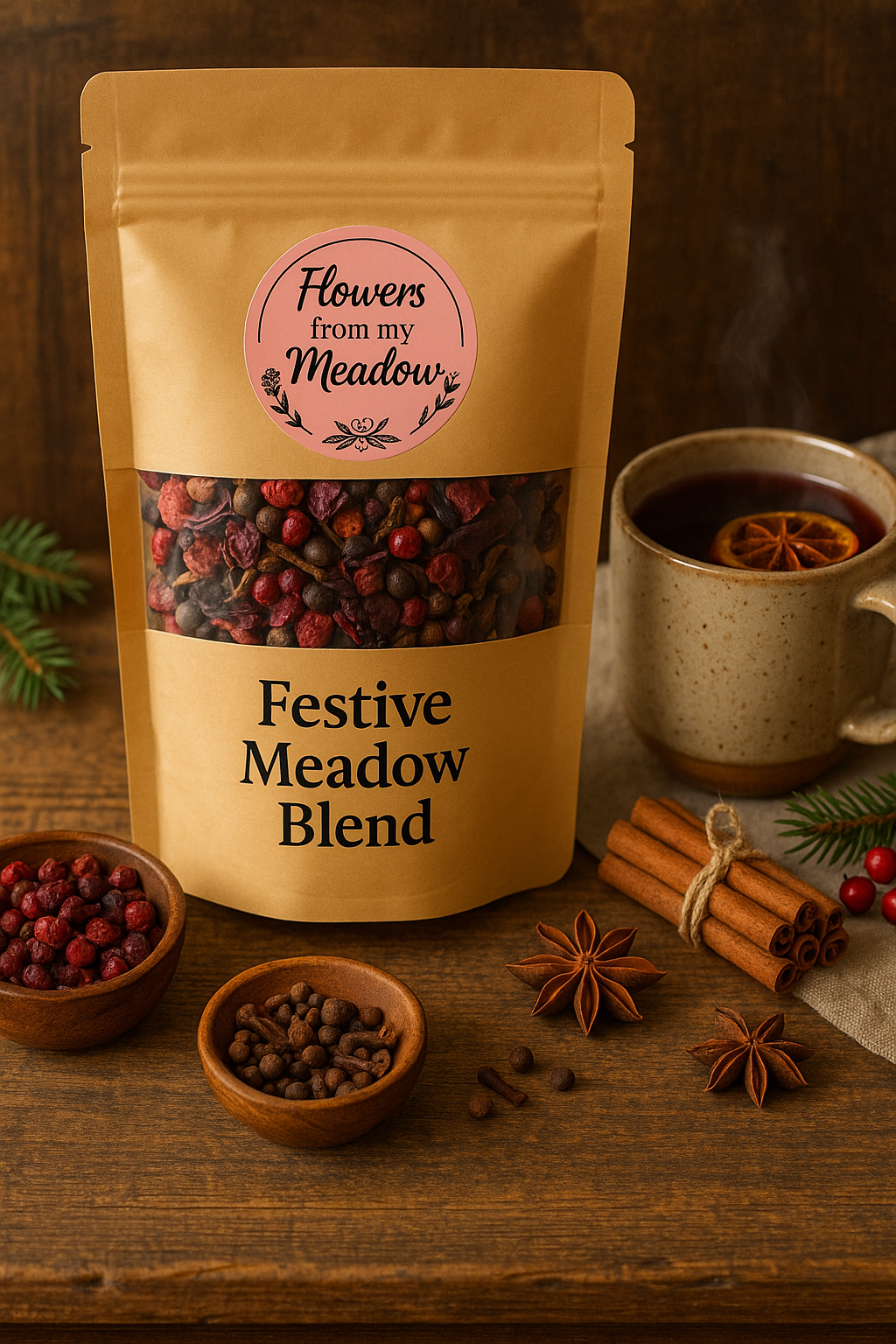 Festive Meadow Blend — Holiday Mulled Drink Spices (100g, Two Variants)