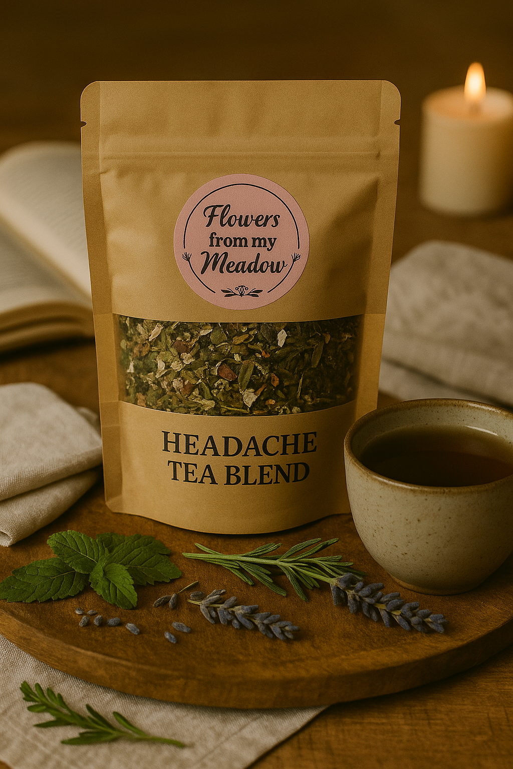 Meadow Tea Straining Headache Relief Herbal Tea – Natural Caffeine-Free Blend for Tension ...