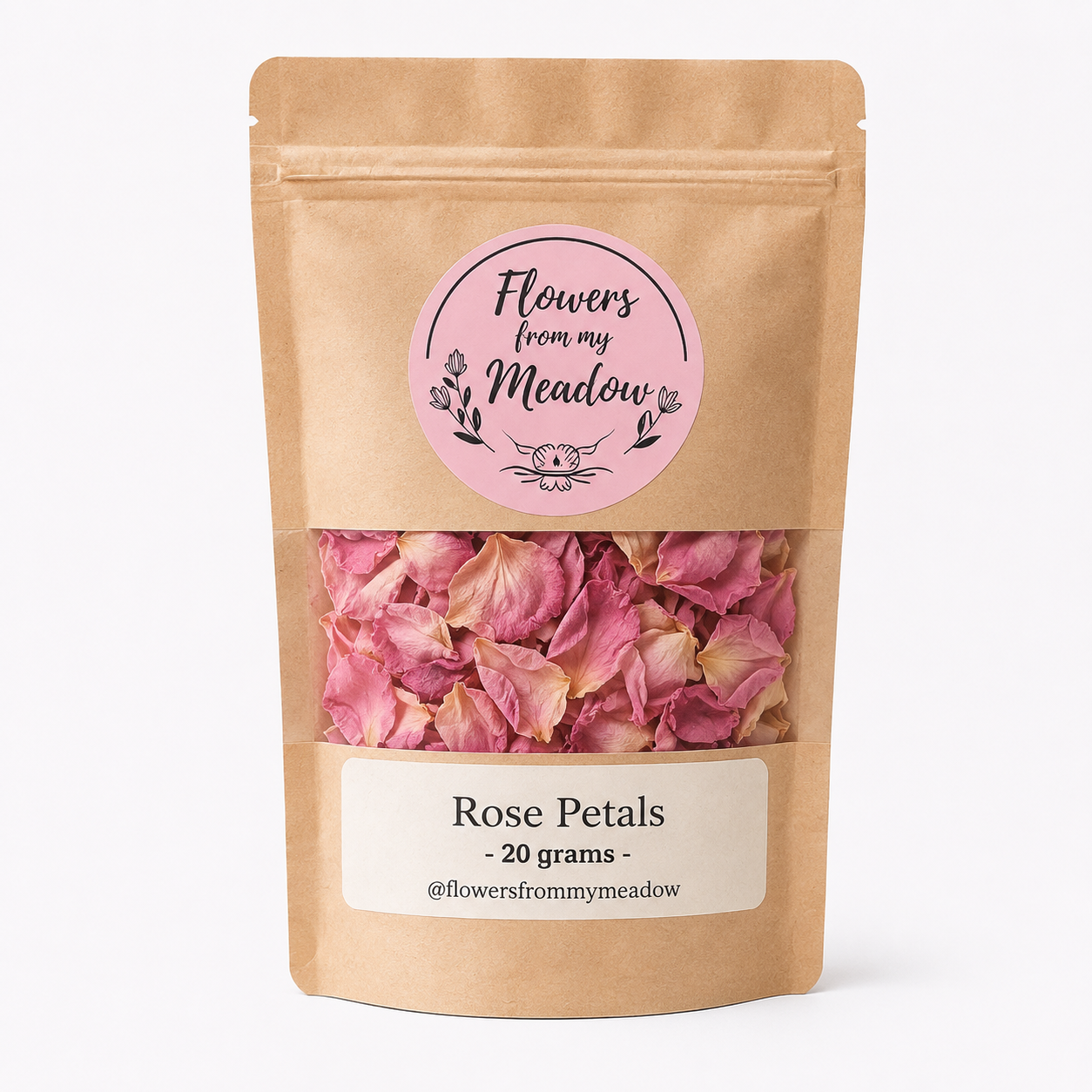 Rose Petals 20g new botanical arrival at Flowers from my Meadow featuring light pink dried rose petals