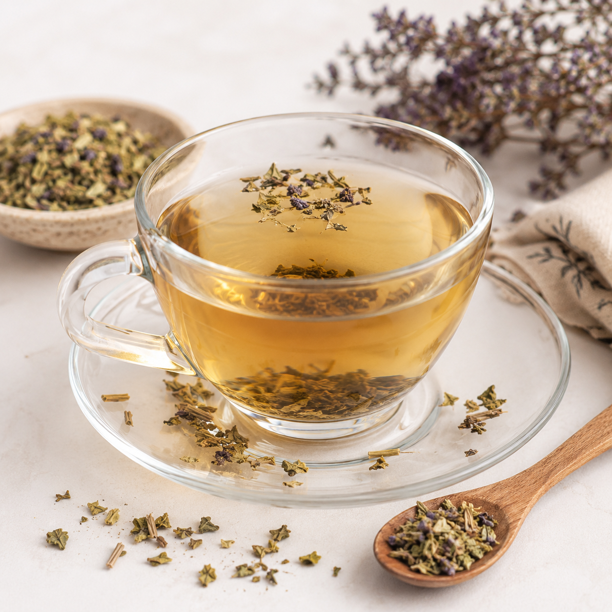 Prepared Skullcap herbal tea with dried Scutellaria lateriflora herb