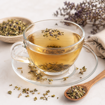 Prepared Skullcap herbal tea with dried Scutellaria lateriflora herb