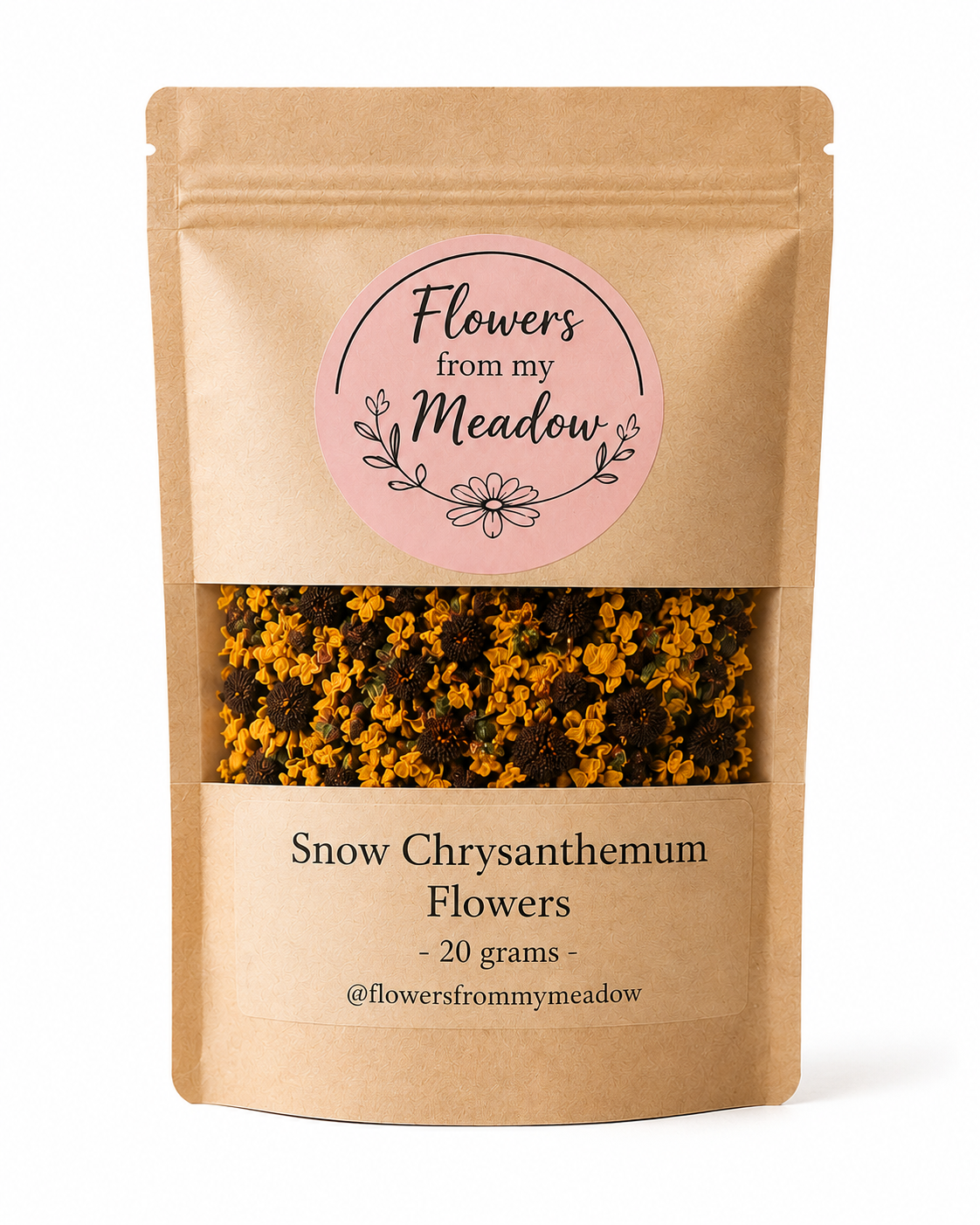 Snow Chrysanthemum Flowers 20g in Flowers from my Meadow kraft pouch