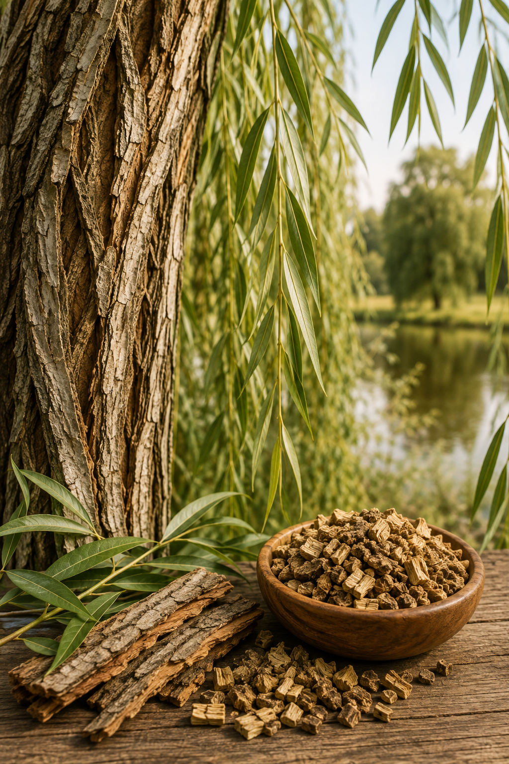 White Willow bark botanical editorial