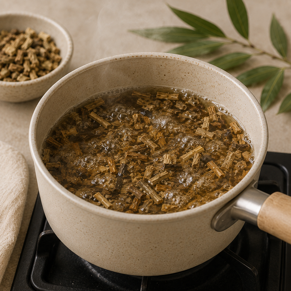 Simmering white willow bark