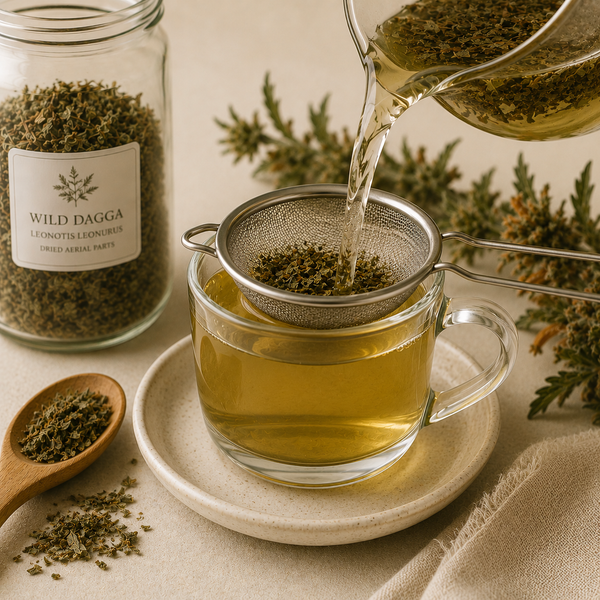 Straining white willow bark tea